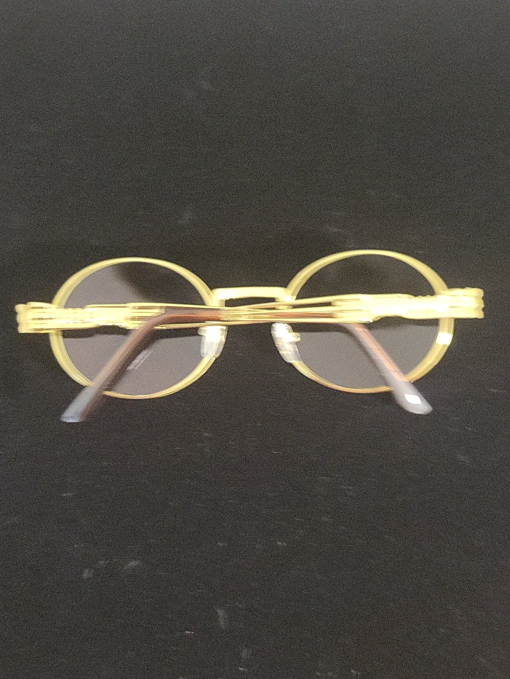 Unisex Gold Round Metal Frame Sunglasses - Brown Lenses